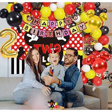 PYCALOW Mickey 2nd Birthday Party Decorations Kit