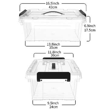 Cetomo 16Qt*6 Plastic Storage Bins, Lidded Tote Storage Box with Handle, Stackable, Clear, 16Quart, 6 Pack