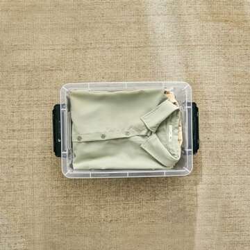 Cetomo 16Qt*6 Plastic Storage Bins, Lidded Tote Storage Box with Handle, Stackable, Clear, 16Quart, 6 Pack