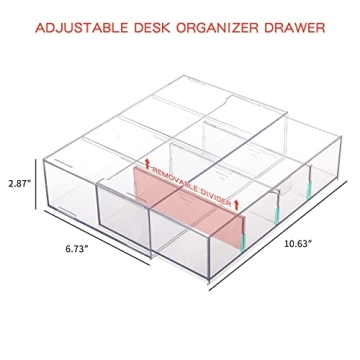 Yesesion Clear Plastic Cable Organizer with Adjustable Compartments