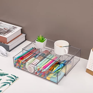 Yesesion Clear Plastic Cable Organizer with Adjustable Compartments