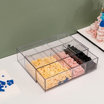 Yesesion Clear Plastic Cable Organizer with Adjustable Compartments