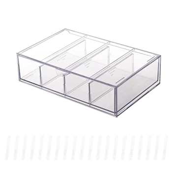Yesesion Clear Plastic Cable Organizer with Adjustable Compartments
