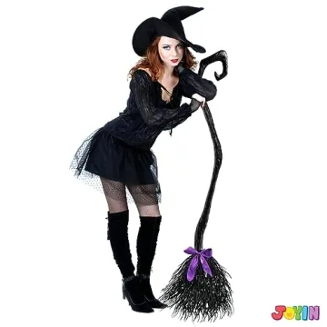 JOYIN 55'' Witch Broom with Ribbons for Kids Halloween Witches Broomstick, Costume Parties, Photo Booth Accessory, Halloween Decorations