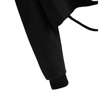 SweatyRocks Women's Long Sleeve Crop Tops Distressed Ripped Cut Out Pullover Sweatshirt Solid Black M