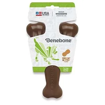 Benebone Indestructible Wishbone Dog Chew Toy for Aggressive Chewers, Long Lasting Tough Boredom Breaker for Dogs, Real Peanut Flavour, For Medium Dogs, Made in the USA.