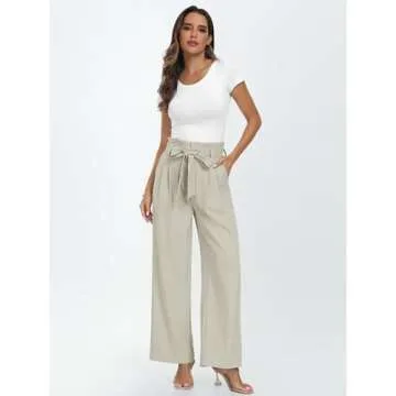 LILLUSORY Wide Leg Dress Pants Womens Petite Palazzo 2025 Flowy Summer High Waisted Paperbag Busines...