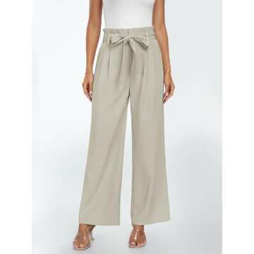 LILLUSORY Wide Leg Dress Pants Womens Petite Palazzo 2025 Flowy Summer High Waisted Paperbag Business Casual Outfits Clothes Office Cute Teacher Work Trousers Straight Dressy Slacks Clothing