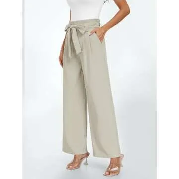 LILLUSORY Wide Leg Dress Pants Womens Petite Palazzo 2025 Flowy Summer High Waisted Paperbag Business Casual Outfits Clothes Office Cute Teacher Work Trousers Straight Dressy Slacks Clothing