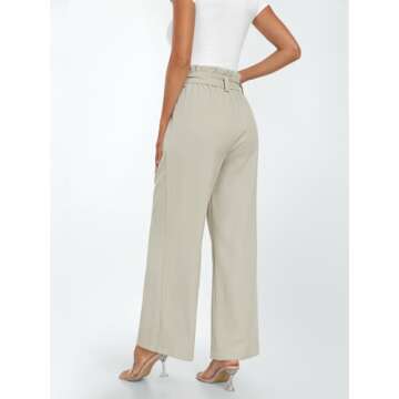 LILLUSORY Wide Leg Dress Pants Womens Petite Palazzo 2025 Flowy Summer High Waisted Paperbag Business Casual Outfits Clothes Office Cute Teacher Work Trousers Straight Dressy Slacks Clothing