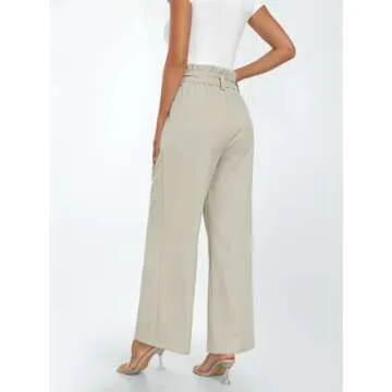 LILLUSORY Wide Leg Dress Pants Womens Petite Palazzo 2025 Flowy Summer High Waisted Paperbag Business Casual Outfits Clothes Office Cute Teacher Work Trousers Straight Dressy Slacks Clothing