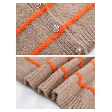 Stylish QIBABU Womens Striped Cardigan Sweaters