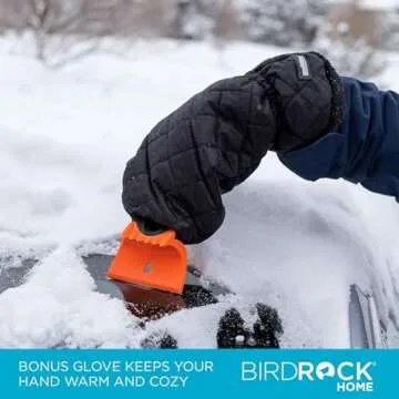 BIRDROCK HOME 55" Extendable Snow Brush with 14" Foam Head & Ice Scraper with Glove | Aluminum Grip for Car, Truck, SUV | Safe on Auto Windshield Windows | Wide Frost Remover for Semi & Small Vehicle