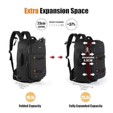 Cwatcun Rolling Camera Backpack,2-in-1 Convertible Trolley Wheeled Camera Case for DSLR Cameras,Lenses,Extra Large Professional Photographer Luggage Camera Backpack, Black