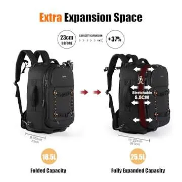 Cwatcun Rolling Camera Backpack,2-in-1 Convertible Trolley Wheeled Camera Case for DSLR Cameras,Lenses,Extra Large Professional Photographer Luggage Camera Backpack, Black