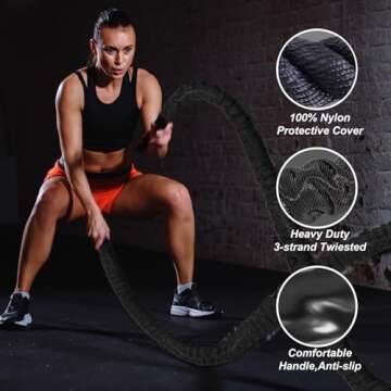 Battle Rope 30FT Battle Rope for Exercise Workout Rope Exercise Rope Battle Ropes for Home Gym Heavy Ropes for Exercise Training Ropes for Working Out Weighted Workout Rope (1.5 Inch 30 FT)