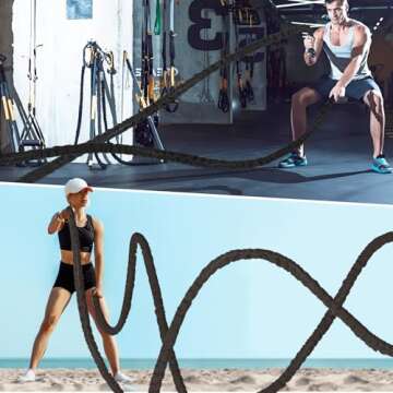 Battle Rope 30FT Battle Rope for Exercise Workout Rope Exercise Rope Battle Ropes for Home Gym Heavy Ropes for Exercise Training Ropes for Working Out Weighted Workout Rope (1.5 Inch 30 FT)