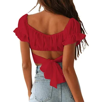 Stylish Ruffle Off Shoulder Crop Top for Women