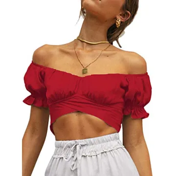 Stylish Ruffle Off Shoulder Crop Top for Women