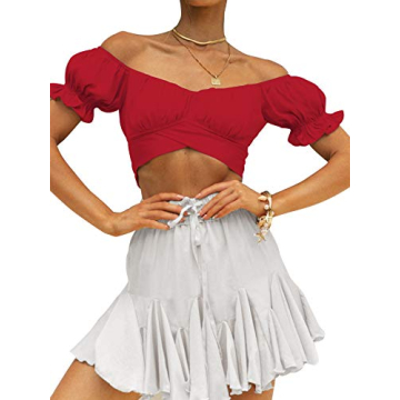 Stylish Ruffle Off Shoulder Crop Top for Women