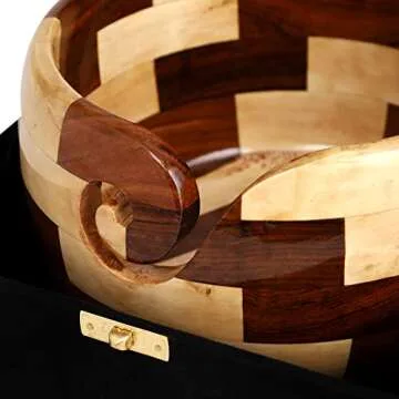 Brainmart Wooden Yarn Bowl - 7x4 Inch Rosewood & Maple Yarn Holder, Ideal Gift