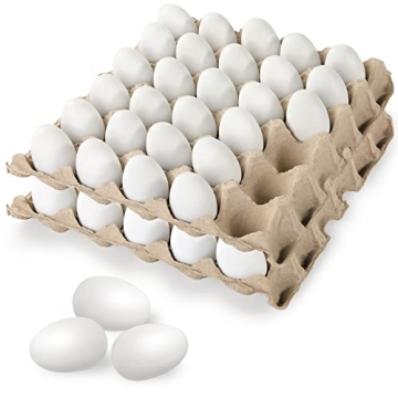 Sallyfashion 60 Pcs White Plastic Eggs，Paintable Easter Eggs Plastic Easter Egg Fake Eggs for Craf...