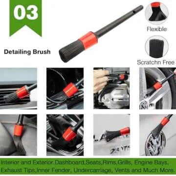 GreatCool 4Pcs Car Wash Brush Kit,Car Wash Mop Mitt with 44.5" Aluminum Long Handle,Car Wash Brush for Wheel Pedal and Floor Mat,Detailing Brush,Car Detailing Towel for Washing Automotive Truck RV