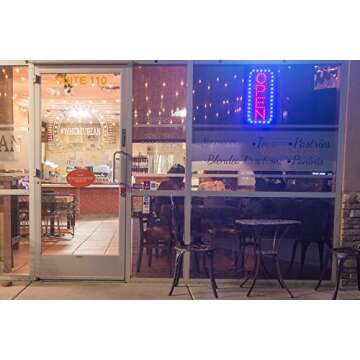 Ultima LED Neon Open Sign for Business: Vertical Lighted Sign Open with Flashing Mode – Indoor Ele...