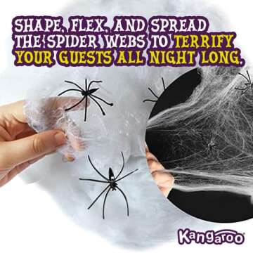 Kangaroo Halloween Decorations Outdoor, Indoor Spider Web, Spooky 800 sq. ft. Cobweb Halloween Patio Party Spider Webs, Spider Webs Halloween Decorations, Spider Webs & Fake Spiders