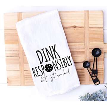 Funny Kitchen Towel - Pickleball Dish Cloth Set with Stay out of the Kitchen and Dink Responsibly Gi...