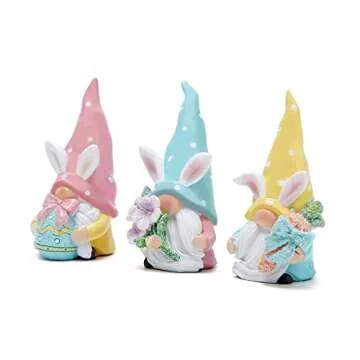 Hodao 3 PCS Easter Gnomes Décor, Resin Bunny Handmade Spring Easter Gnomes/ Elf Gifts for Kids/Wome...