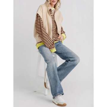 Fisoew Women's Striped Oversized Sweatshirt for Every Occasion