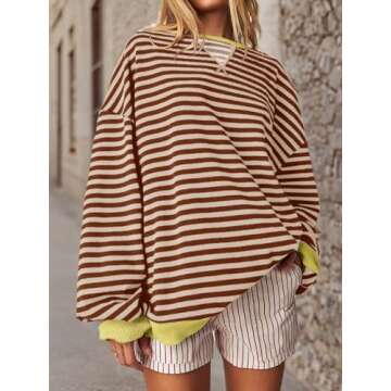 Fisoew Women's Striped Oversized Sweatshirt for Every Occasion