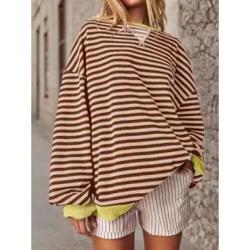 Fisoew Women's Striped Oversized Sweatshirt for Every Occasion