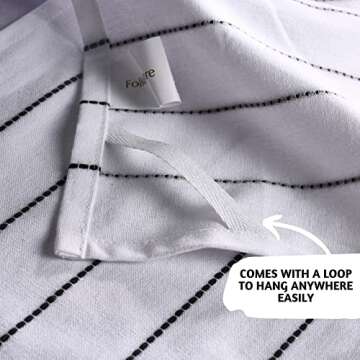 Folkulture Boho Hand Towels with Tassels for Bathroom Hanging and Decorative, Set of 2, 100% Cotton, 16" x 30" Inches (Hamilton Black and White)