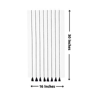 Folkulture Boho Hand Towels with Tassels for Bathroom Hanging and Decorative, Set of 2, 100% Cotton, 16" x 30" Inches (Hamilton Black and White)