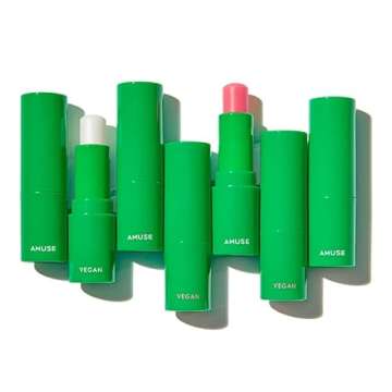 AMUSE Vegan Green Lip balm, AMUSE, Genuine Product, Korean Cosmetic, Skincare, Lip Balm, Vegan (02 ROSE)