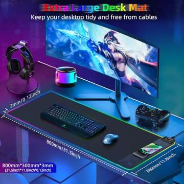 Wireless Charging Gaming Mouse Pad - 10W RGB Mouse Pad, 31.5"x11.8" X-Large Desk Mat for Laptop/PC/K...