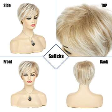 Sallcks Short Blonde Layered Wig for Women - Party & Cosplay