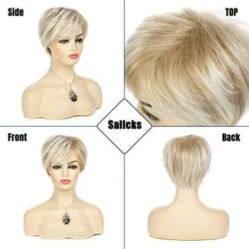 Sallcks Short Blonde Layered Wig for Women - Party & Cosplay