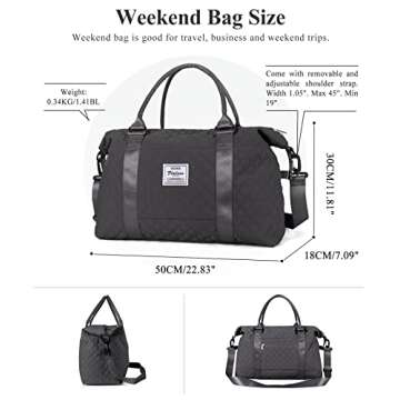 Weekender Bag for Women with Toiletry Bag, Travel Duffel Overnight Carry on Gym Tote Wet Pocket,DimGrey