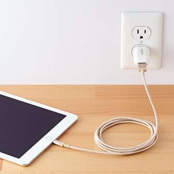 Amazon Basics Nylon Braided Lightning to USB-A Cable, MFi Certified Apple iPhone Charger, 6-Foot, Gold