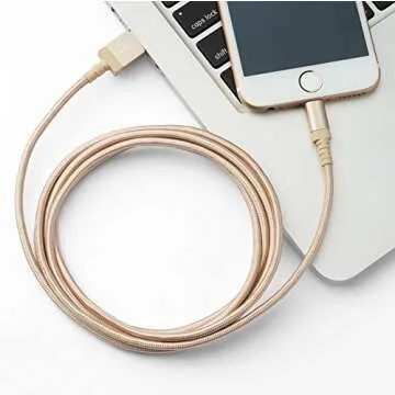 Amazon Basics Nylon Braided Lightning to USB-A Cable, MFi Certified Apple iPhone Charger, 6-Foot, Gold
