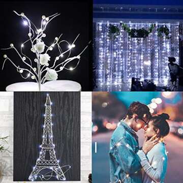 TingMiao Cool White Fairy String Lights Battery Operated Firefly Lights LED Starry Lights 7.2ft 20 LEDs Silvery Copper Wire for Christmas DIY Decoration Wedding Party (6 Pack)