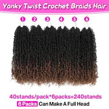 Youngther Yanky twist crochet hair 12 Inch 6Pack Pre-Twisted Fluffy Yankee Twist with curly crochet ...