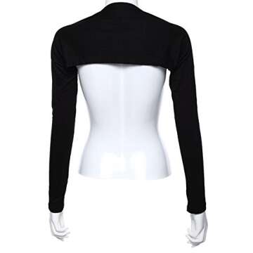 YEESAM Bolero Shrugs for Women Long Sleeve Arm Sleeves Hijab Accessories One Size (Black)