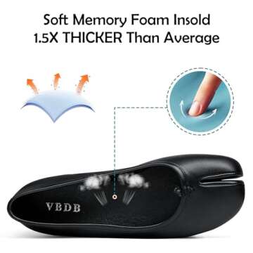 VBDB Black Tabi Ballet Flats for Women Comfortable Low Heel