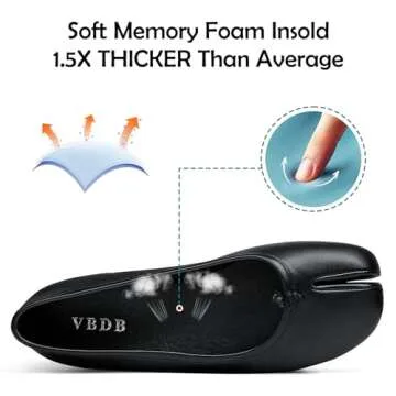 VBDB Black Tabi Ballet Flats for Women Comfortable Low Heel