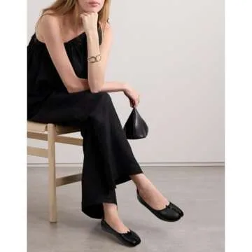 VBDB Black Tabi Ballet Flats for Women Comfortable Low Heel