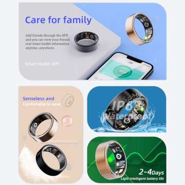 LICNPHLL Smart Ring for Men & Women, Smart Ring Health Tracker, Blood Oxygen & Heart Rate Monitor Sl...